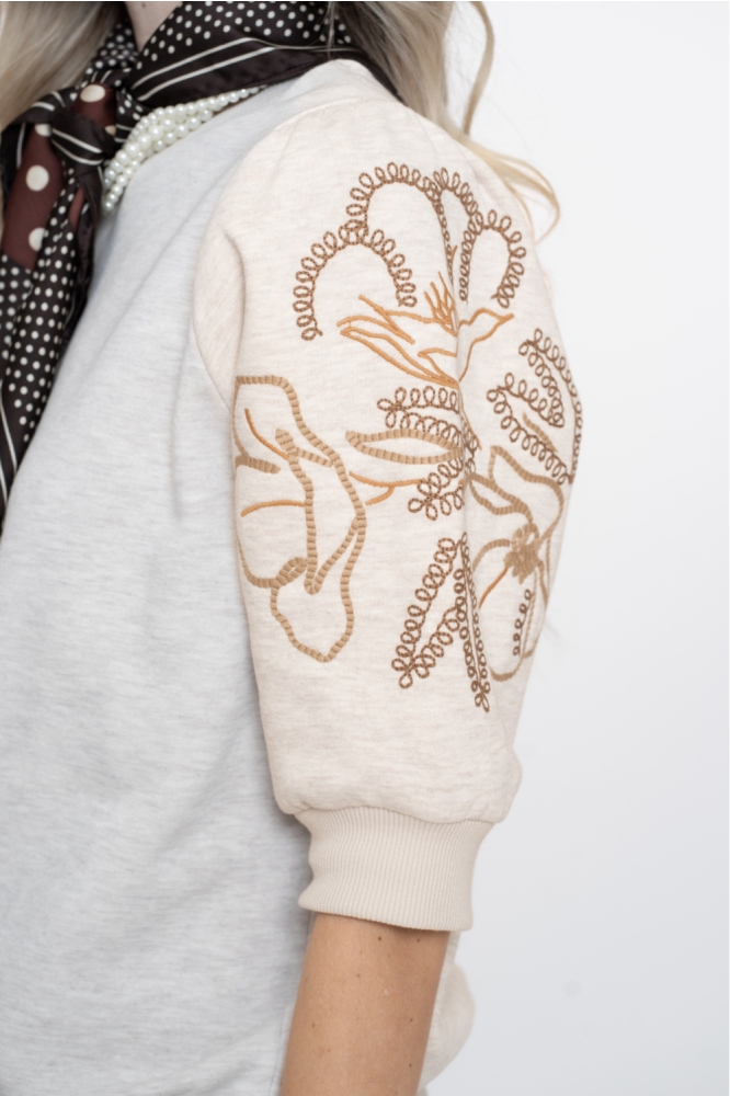 SWEATER MET SIERLIJK DESSIN 52592-24 000715 BEIGE MELANGE